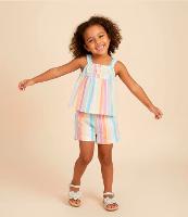 Conjunto Infantil de Listras com Aplicações de Crochê na Blusa  - Tam 1 a 5 Anos - 2