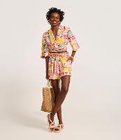 Short Clochard em Viscolinho com Amarração e Estampa Tropical - 2