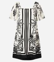 Vestido Curto em Viscose e Linho com Estampa de Folhagem - 1