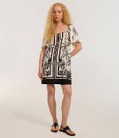 Vestido Curto em Viscose e Linho com Estampa de Folhagem - 2