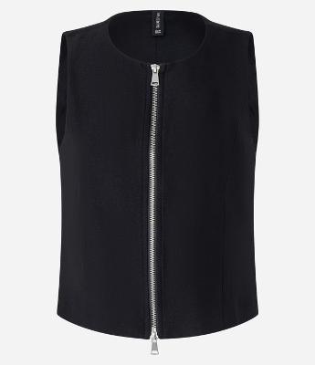 Colete em Alfaiataria Alongado com Zíper Duplo