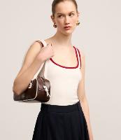 Blusa Canelada em Ribana com Contraste no Decote U e Alça - 1