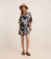 Short Runner em Viscolinho com Amarração e Estampa Folhagem - 1