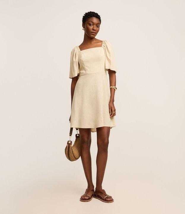 Vestido Evasê Curto em Viscolinho com Manga GodÊ - 1