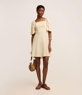 Vestido Evasê Curto em Viscolinho com Manga GodÊ