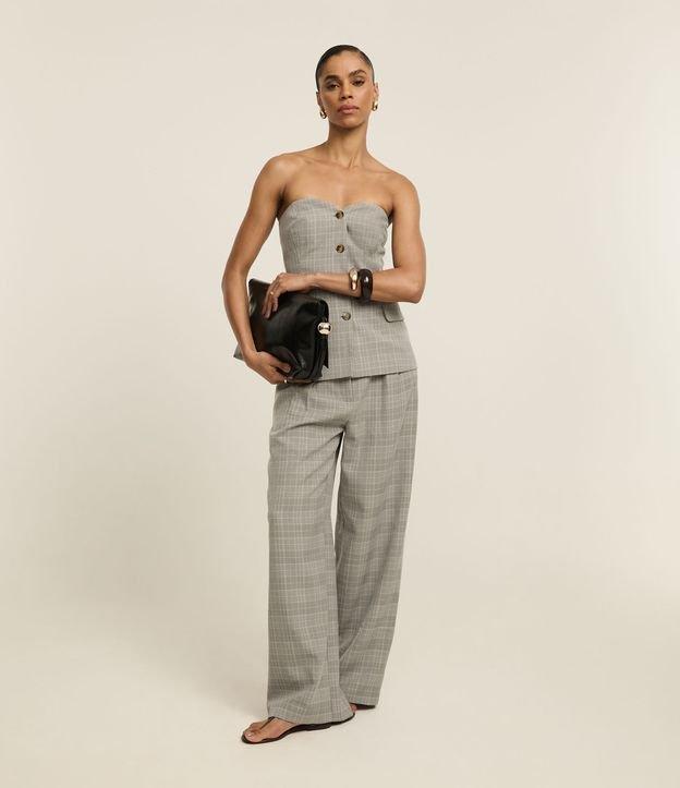 Calça Reta Alfaiatada com Estampa Xadrez Príncipe de Gales - 3