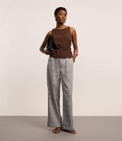 Calça Reta Alfaiatada com Estampa Xadrez Príncipe de Gales - 1