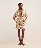 Short Runner em Viscolinho com Amarração e Estampa Geométrica - 1