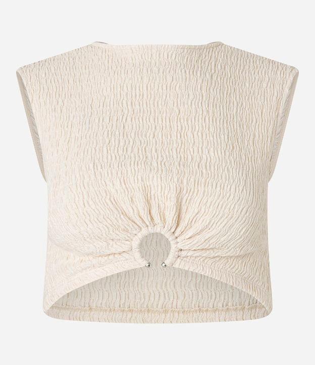 Blusa Texturizada sem Manga e com Aviamento na Barra - 1