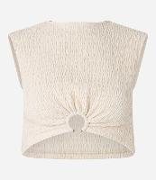 Blusa Texturizada sem Manga e com Aviamento na Barra - 1