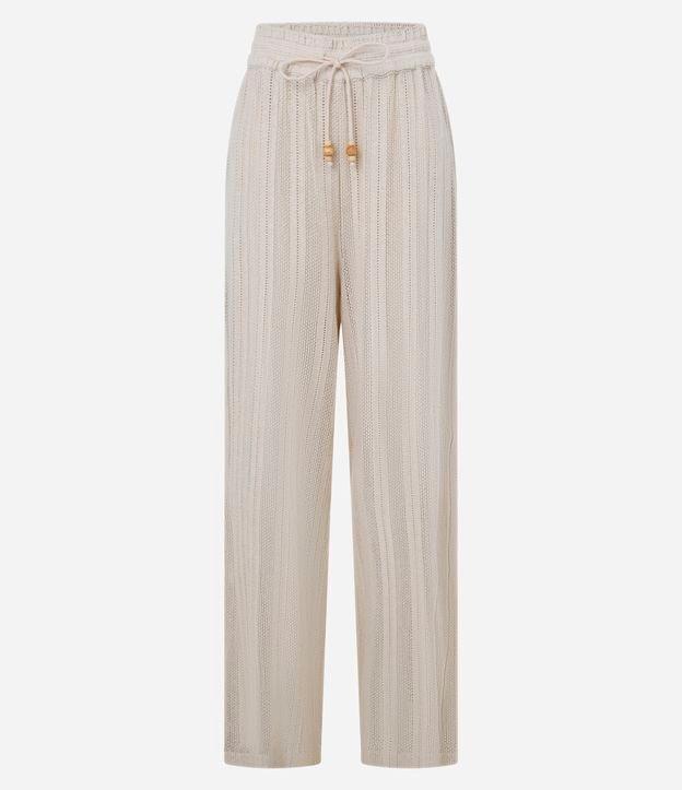 Calça Reta em Algodão com Amarração no Cós Elástico - 1