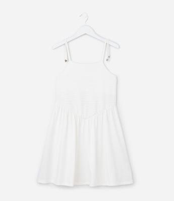 Vestido Infantil Texturizado com Amarração nas Alças  - Tam 5 a 14 Anos