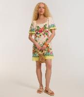 Vestido Curto em Viscose e Linho com Estampa de Tropical - 2