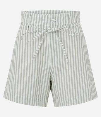 Short Alfaiatado Cintura Alta com Listras e Amarração