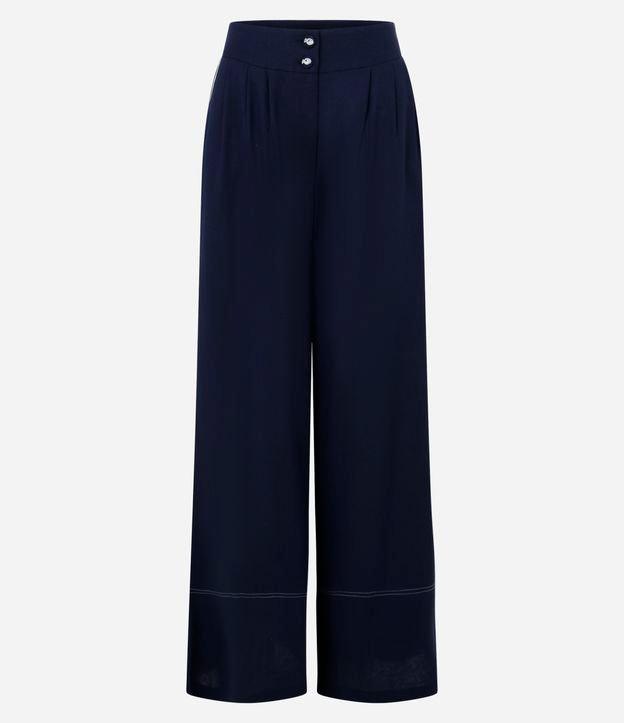 Calça Pantalona em Viscose e Linho com Barra Larga - 1