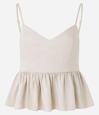 Blusa Peplum em Viscolinho com Decote V e Lastex