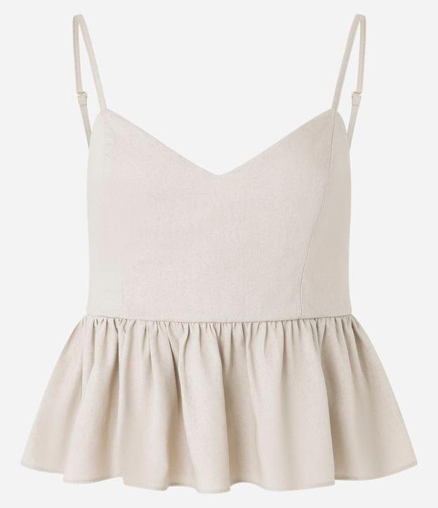 Blusa Peplum em Viscolinho com Decote V e Lastex - 1