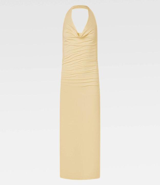 Vestido Frente Única Longo em Microfibra com Decote Degagê - 3