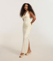 Vestido Frente Única Longo em Microfibra com Decote Degagê - 5