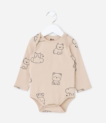 Body Infantil em Algodão com Estampa Bichinhos - Tam RN a 18 meses