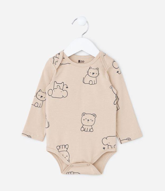 Body Infantil em Algodão com Estampa Bichinhos - Tam RN a 18 meses - 1