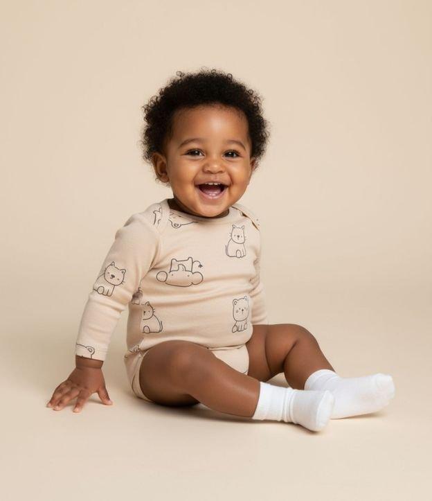 Body Infantil em Algodão com Estampa Bichinhos - Tam RN a 18 meses - 2