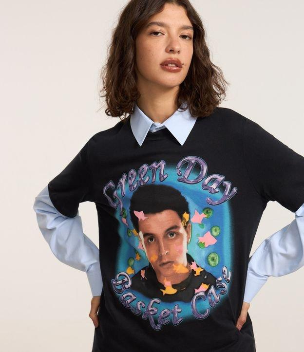 Camiseta Alongada em Algodão com Estampa Green Day - 1