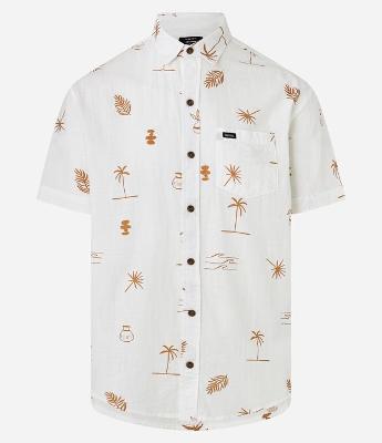 Camisa Relaxed em Tricoline com Estampa de Mini Ícones Tropicais