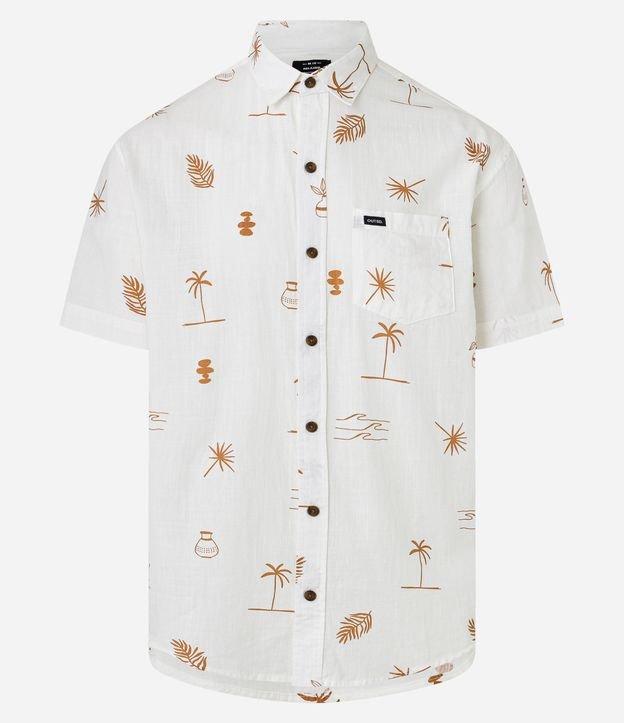 Camisa Relaxed em Tricoline com Estampa de Mini Ícones Tropicais - 1