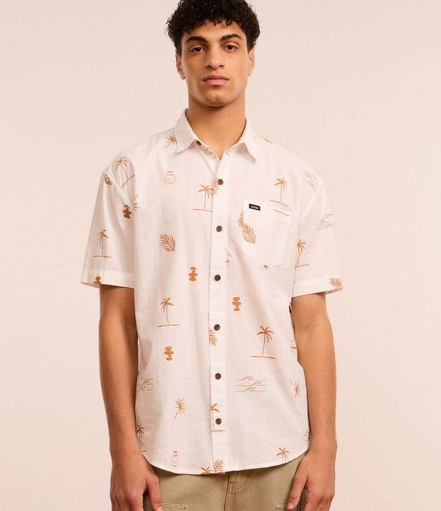 Camisa Relaxed em Tricoline com Estampa de Mini Ícones Tropicais - 2