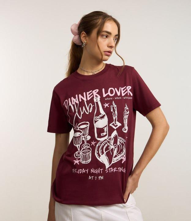 Camiseta Alongada em Algodão com Estampa Dinner Lover - 1