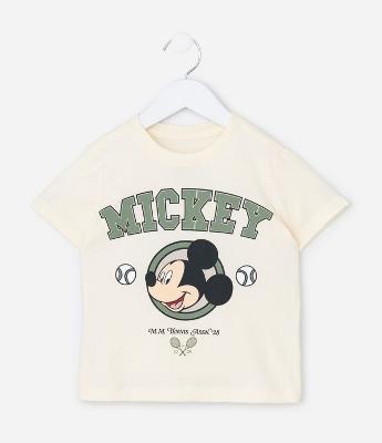 Camiseta Infantil em Algodão com Estampa do Mickey Tenista - Tam 1 a 6 Anos