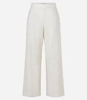 Calça Wide Leg em Laise com Bordado Floral e Bolsos - 1