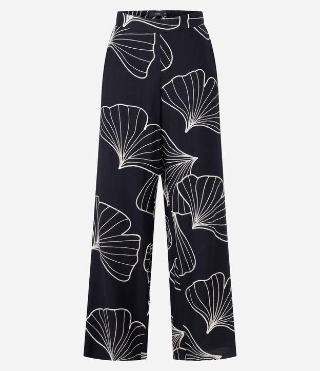 Calça Wide Leg em Viscose com Bordado Folhagem - 1