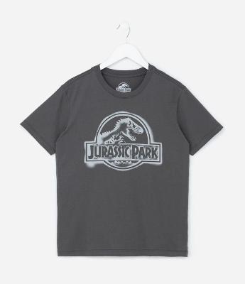 Camiseta Infantil com Estampa Jurassic Park - Tam 5 a 14 Anos