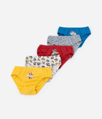 Kit 05 Cuecas Slip Infantis com Estampa Patrulha Canina - Tam 2 a 6 Anos