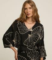 Blusa em Viscose Twill com Bordado Folhagem e Manga 7/8 - 2