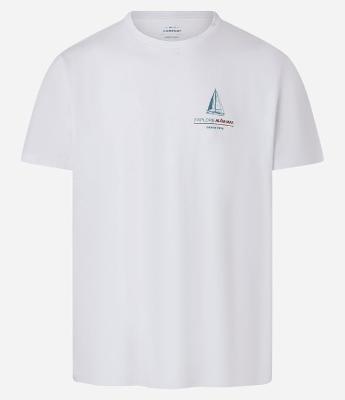 Camiseta Comfort em Algodão com Estampa de Barco e Lettering Além-mar