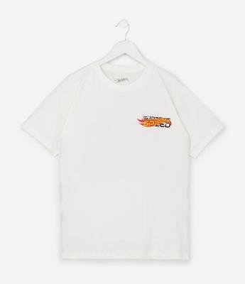 Camiseta Infantil com Estampa Frente e Costas Hot Wheels - Tam 4 a 12 Anos