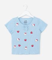 Blusa Infantil Canelada com Estampa Hello Kitty e Morangos - Tam 5 a 14 Anos - 1