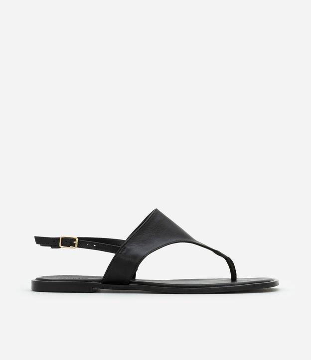 Sandália Rasteira de Couro com Fivela para Fechamento - 1