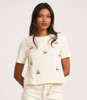 Camiseta em Algodão com Bordados de Cereja - 1
