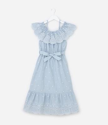 Vestido Infantil em Laise com Babados - Tam 5 a 14 Anos