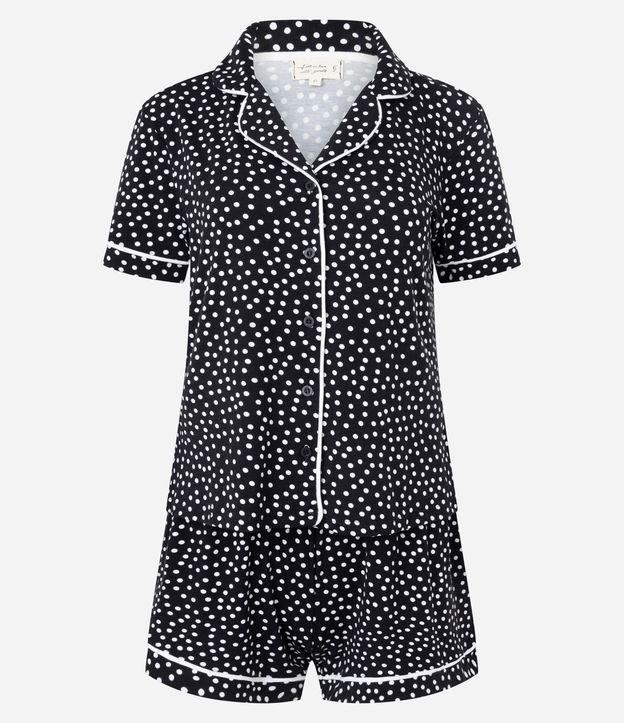 Pijama Short Doll Americano em Viscose com Estampa Poá - 1