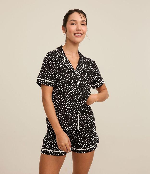 Pijama Short Doll Americano em Viscose com Estampa Poá - 2