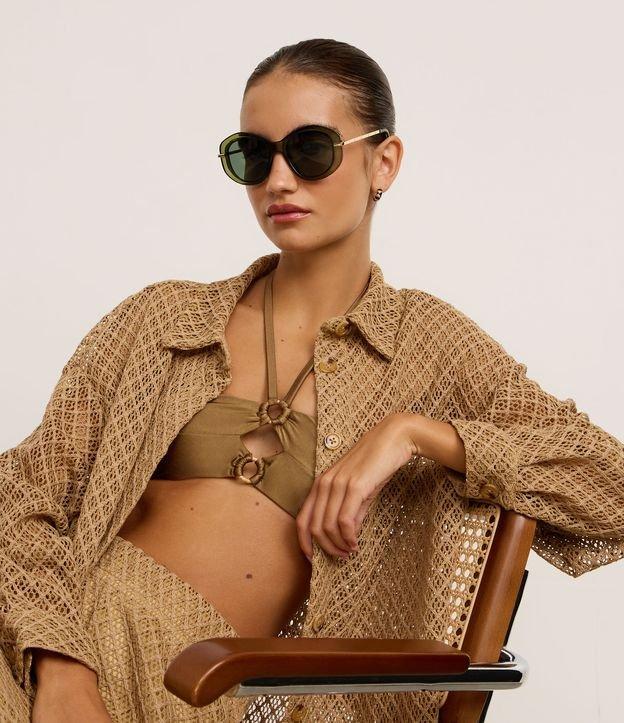 Óculos de Sol Geométrico Arredondado com Haste Fina - 2