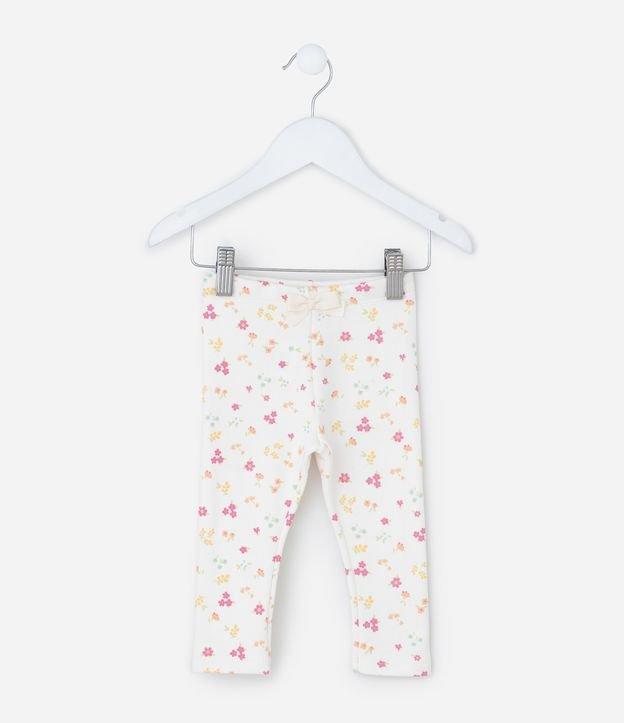 Calça Legging Infantil com Estampa Floral - Tam RN a 18 meses - 1