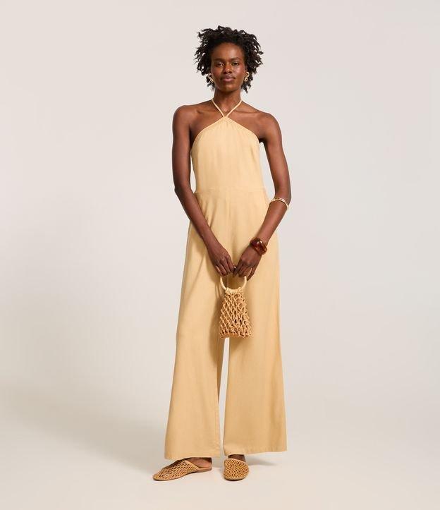 Macacão Longo em Viscolinho com Decote Halter - 2