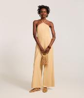 Macacão Longo em Viscolinho com Decote Halter - 2