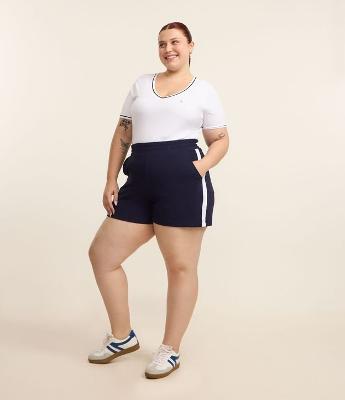 Bermuda Esportiva em Moletinho com Listra Lateral Curve & Plus Size